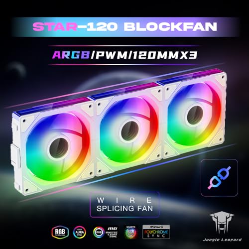 Jungle Leopard Interstellar V1 120mm PC Case Fans，Infinity Mirror Module Daisy-Chain 5V ARGB PWM Case Fans 120mm Triple Pack Suitable for Computer Case & CPU Cooling (White Reverse) - Image 2