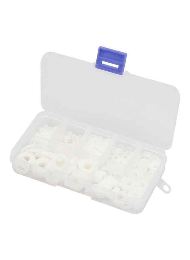 NIBEMINENT 500-Piece Portable Nylon O-Ring Assortment Washer Plated Flat Spacer White 13.2x2.3x6.8cm - Image 1
