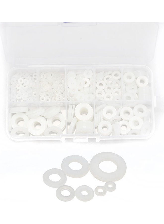 NIBEMINENT 500-Piece Portable Nylon O-Ring Assortment Washer Plated Flat Spacer White 13.2x2.3x6.8cm - Image 2
