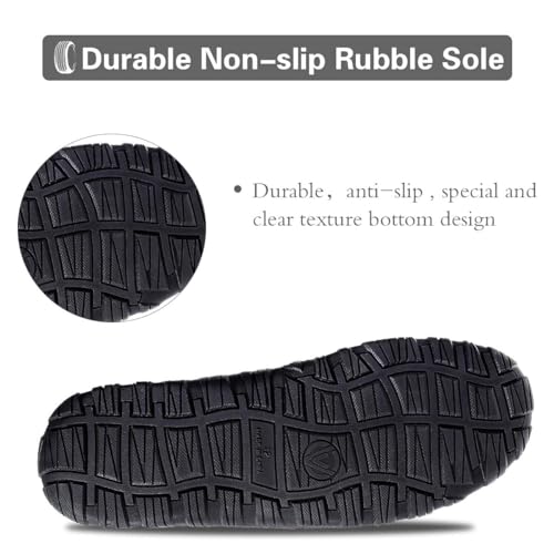 shoeslocker Moccasin Slippers for Men Black Grey Size 11 - Image 4