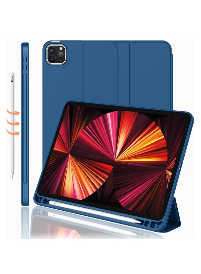 أوميكسبرو حافظة جديدة لجهاز iPad Pro مقاس 11 بوصة 2022 الجيل الرابع 2021 الجيل الثالث مع حامل قلم يدعم شحن قلم iPad 2nd Pencil حافظة ذكية ثلاثية الطي مع ظهر ناعم من مادة TPU مع خاصية الإيقاظ التلقائي والنوم - Image 1
