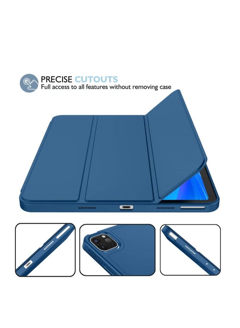 أوميكسبرو حافظة جديدة لجهاز iPad Pro مقاس 11 بوصة 2022 الجيل الرابع 2021 الجيل الثالث مع حامل قلم يدعم شحن قلم iPad 2nd Pencil حافظة ذكية ثلاثية الطي مع ظهر ناعم من مادة TPU مع خاصية الإيقاظ التلقائي والنوم - Image 3
