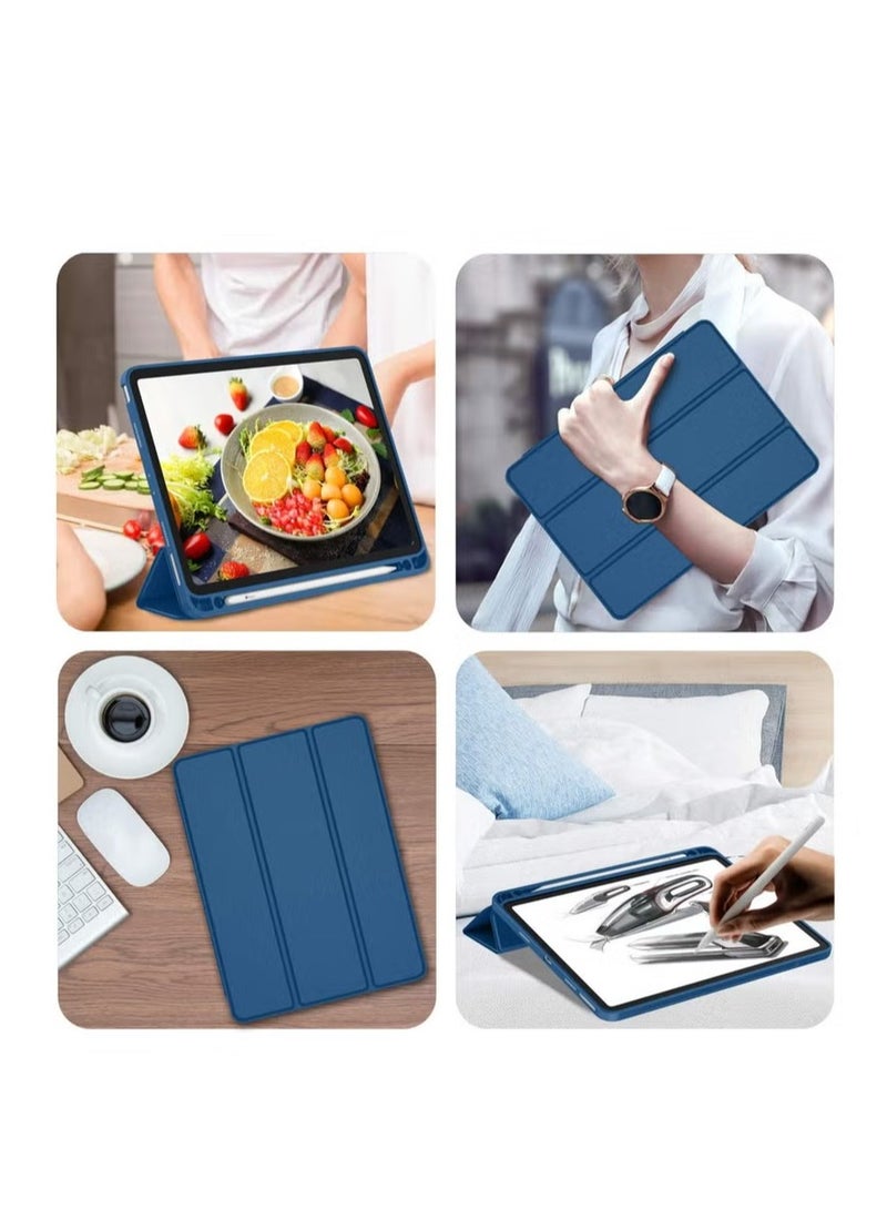 أوميكسبرو حافظة جديدة لجهاز iPad Pro مقاس 11 بوصة 2022 الجيل الرابع 2021 الجيل الثالث مع حامل قلم يدعم شحن قلم iPad 2nd Pencil حافظة ذكية ثلاثية الطي مع ظهر ناعم من مادة TPU مع خاصية الإيقاظ التلقائي والنوم - Image 5