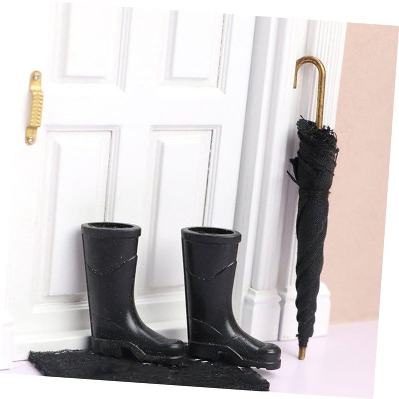 2 Sets Miniature Rain Boots And Umbrellas For Creative Play Dollhouse Decor - Image 5