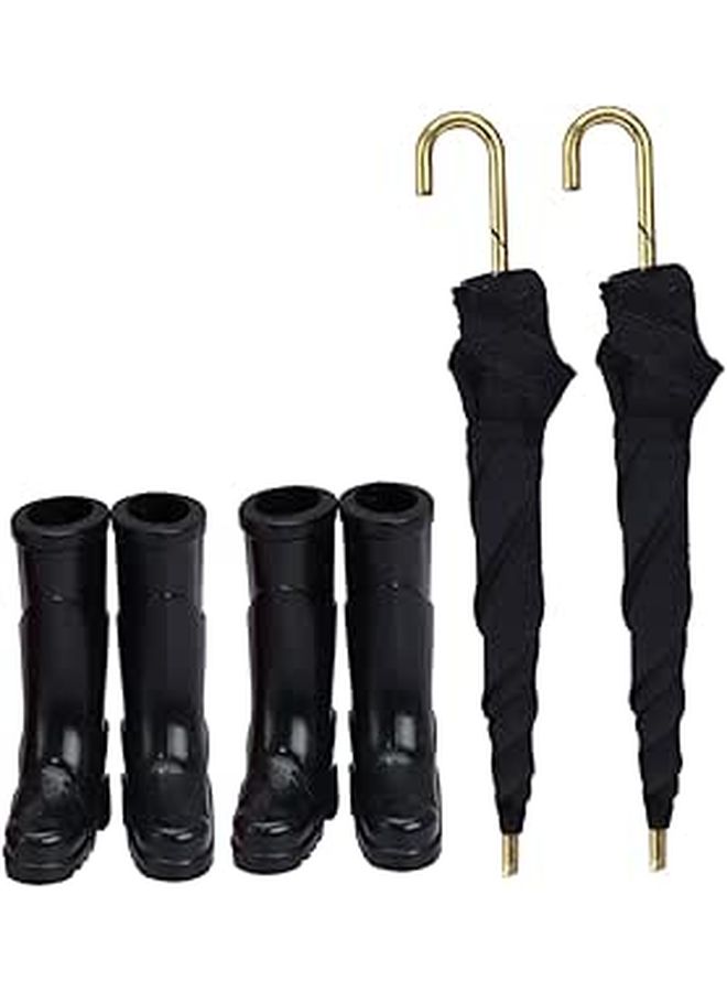 2 Sets Miniature Rain Boots And Umbrellas For Creative Play Dollhouse Decor - Image 1