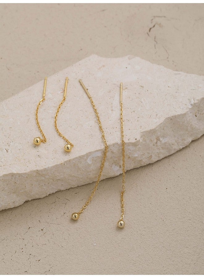 S.Leaf أقراط خيطية للنساء أقراط خيطية سلسلة فضية استرلينية أقراط تاسل أقراط ذهبية للنساء 3 سم - Image 5