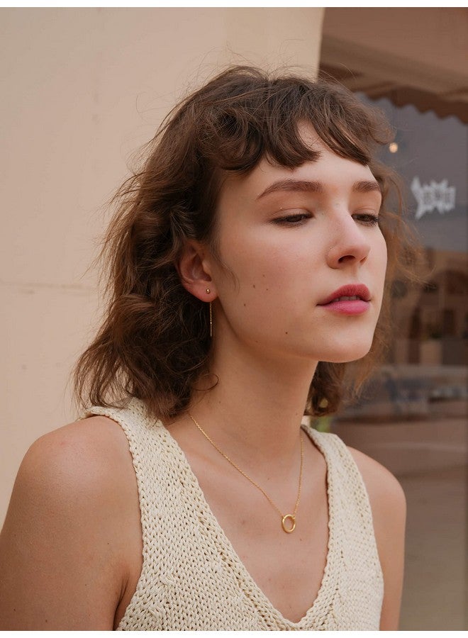 S.Leaf أقراط خيطية للنساء أقراط خيطية سلسلة فضية استرلينية أقراط تاسل أقراط ذهبية للنساء 3 سم - Image 2