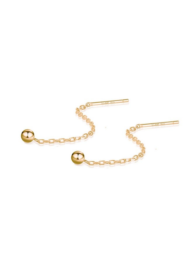 S.Leaf أقراط خيطية للنساء أقراط خيطية سلسلة فضية استرلينية أقراط تاسل أقراط ذهبية للنساء 3 سم - Image 1