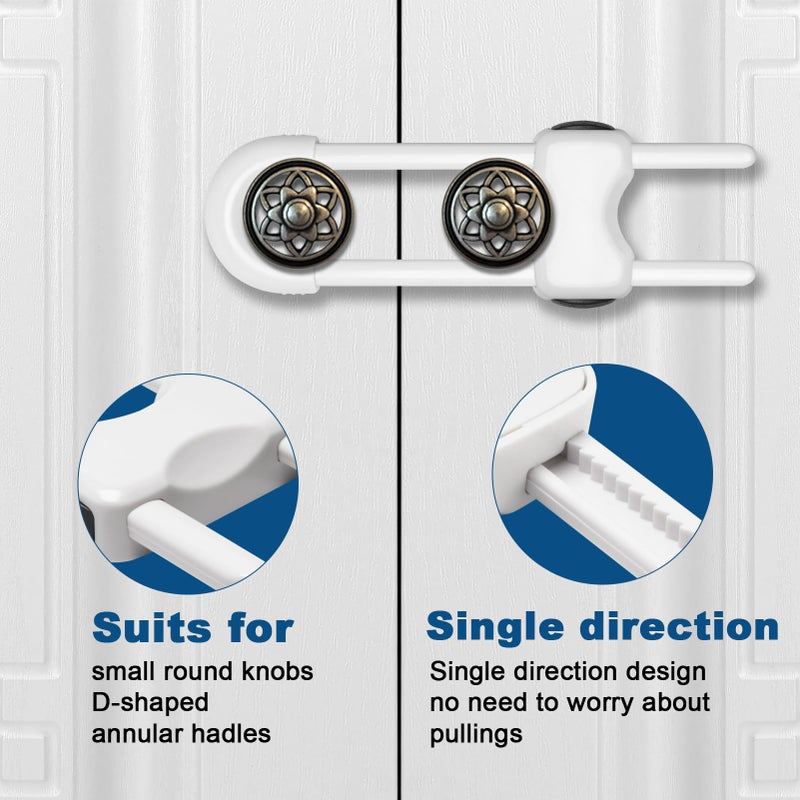 LLOOC Cabinet Locks for Babies,Child Proof Cabinet Locks,4 Pack U-Shaped Baby Proofing Cabinets,Child Locks for Cabinets and Drawers,Child Safety Cabinet Locks with Adjustable(White) - Image 3