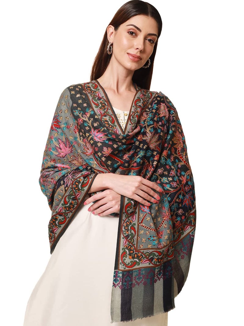 Pashmoda Women Rangat Pure Wool Kalamkari Hand Embroidered Shawl (Size: 101 X 203 Cms) - Image 1