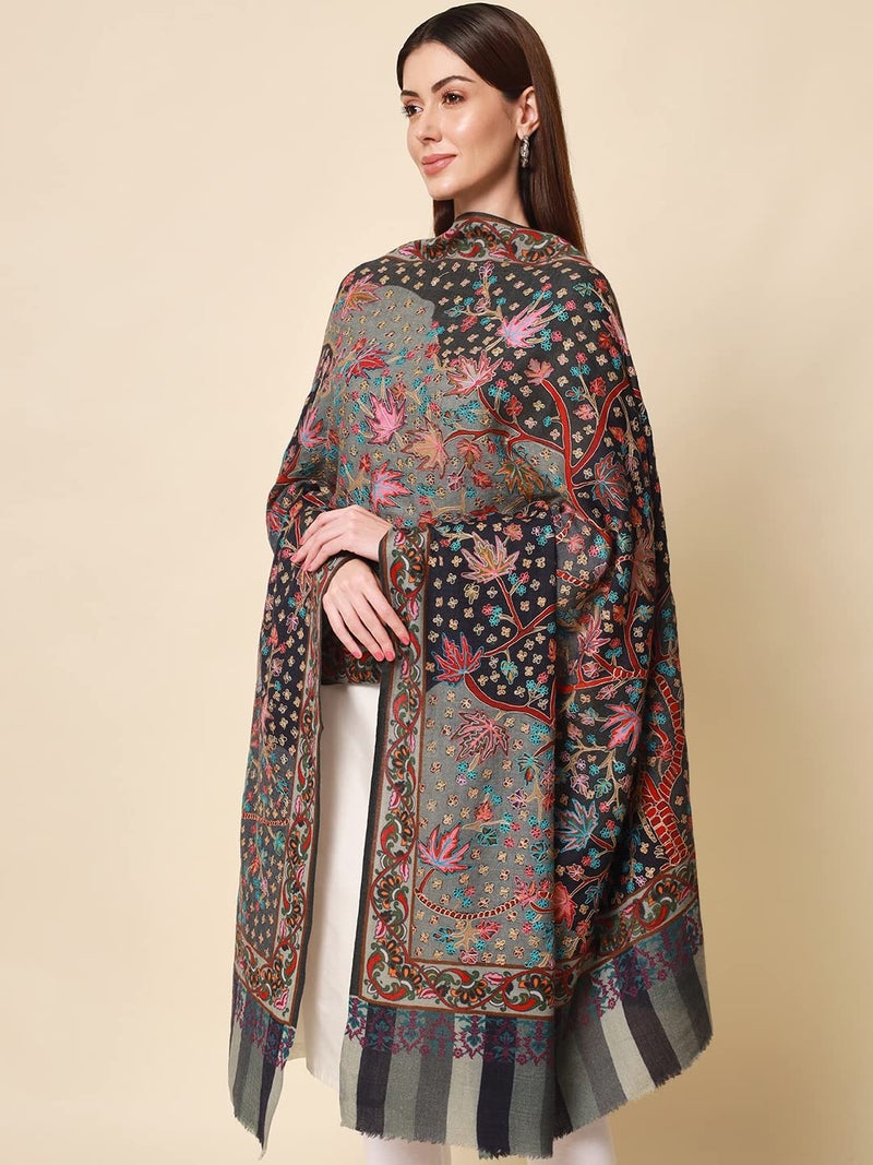 Pashmoda Women Rangat Pure Wool Kalamkari Hand Embroidered Shawl (Size: 101 X 203 Cms) - Image 2