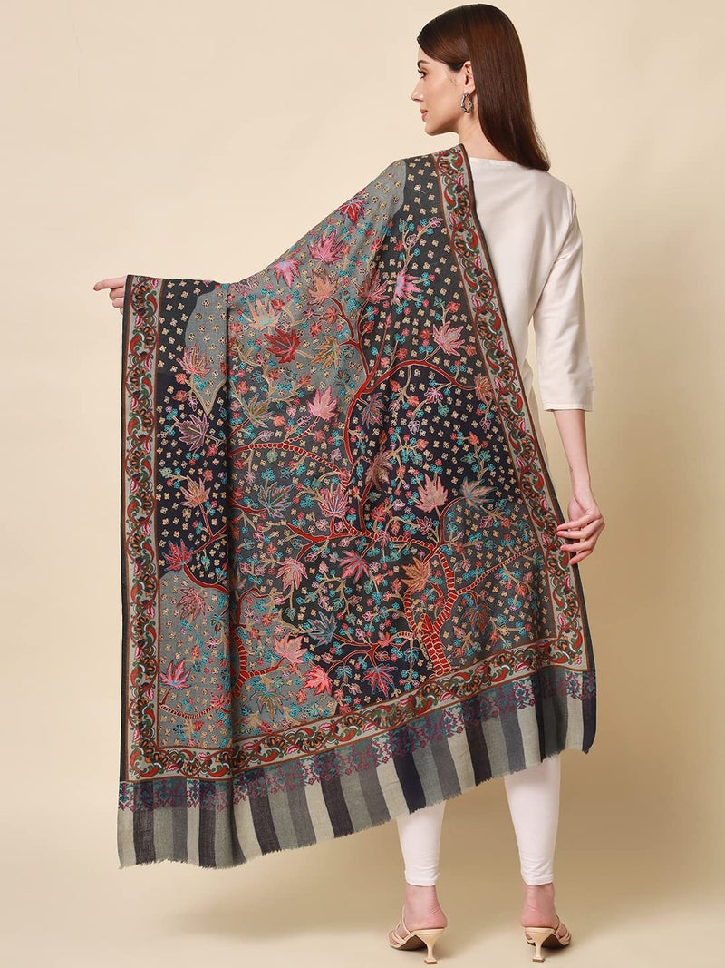 Pashmoda Women Rangat Pure Wool Kalamkari Hand Embroidered Shawl (Size: 101 X 203 Cms) - Image 3