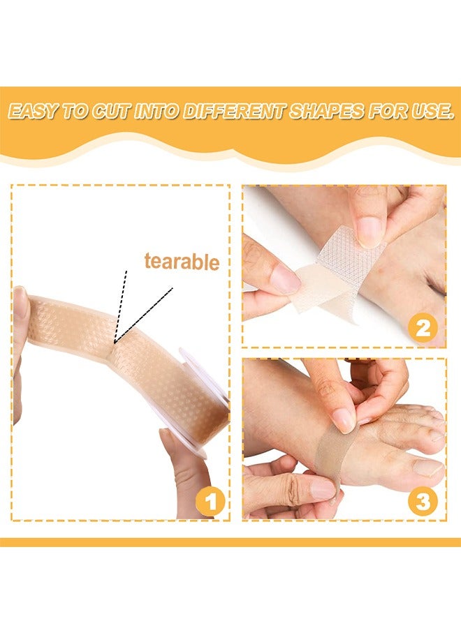 2 Rolls Heel Stickers, Silicone Gel Tape Protector, Blister Prevention Bandaids for Feet, Hand Foot Bandage for Calluses Tender Spots Shoe Friction (2 x 100cm, Light Yellow) - Image 3