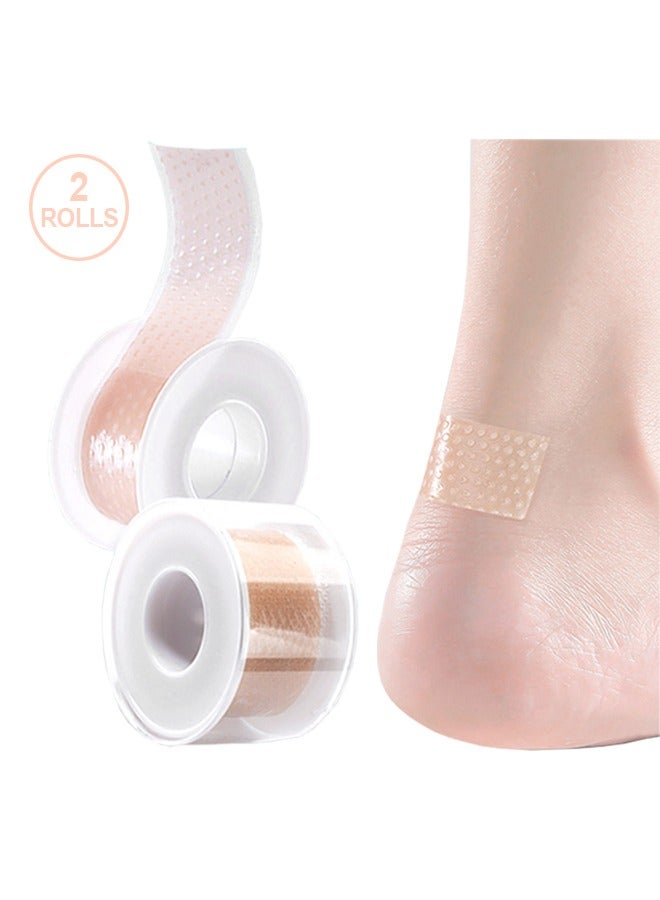 2 Rolls Heel Stickers, Silicone Gel Tape Protector, Blister Prevention Bandaids for Feet, Hand Foot Bandage for Calluses Tender Spots Shoe Friction (2 x 100cm, Light Yellow) - Image 1