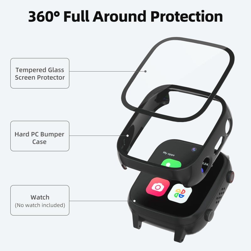 SimpleThings 2Pack Screen Protector Compatible with Cosmo JrTrack 3 and 4 Kids Smart Watch, Hard PC Case with HD Clear Tempered Glass Screen Protector for Kids Boys Girls - Image 3