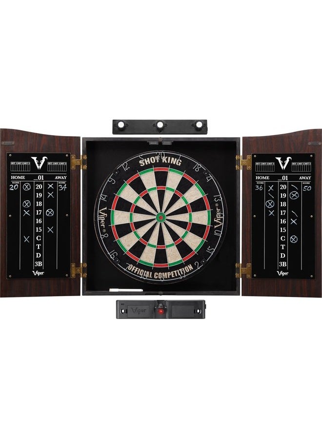 Viper Vault Sisal/Bristle Steel Tip Cabinet Bundle: Elite Set (Shot King Dartboard and Darts) - Image 1
