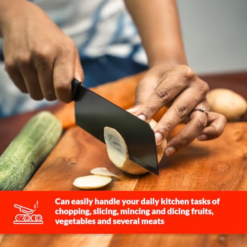 URBANFIX 3-Piece Kitchen Knife Set | High-Carbon Steel Knives with Razor-Sharp Edge | Chef, Utility & Paring Knife with Safety Covers | Non-Stick, Rust-Resistant, Knives for Home & Professional Use - Image 4