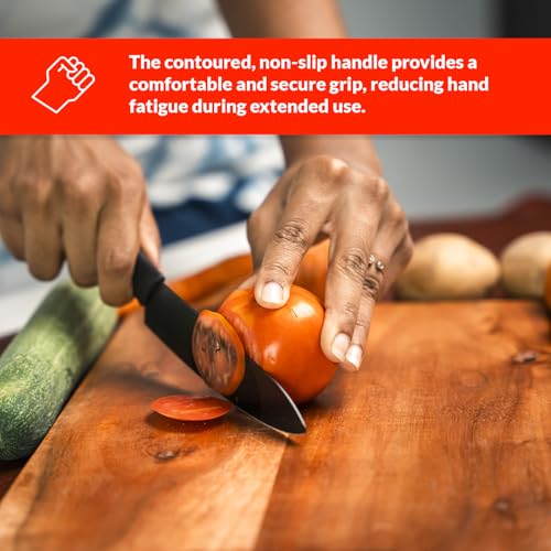 URBANFIX 3-Piece Kitchen Knife Set | High-Carbon Steel Knives with Razor-Sharp Edge | Chef, Utility & Paring Knife with Safety Covers | Non-Stick, Rust-Resistant, Knives for Home & Professional Use - Image 5