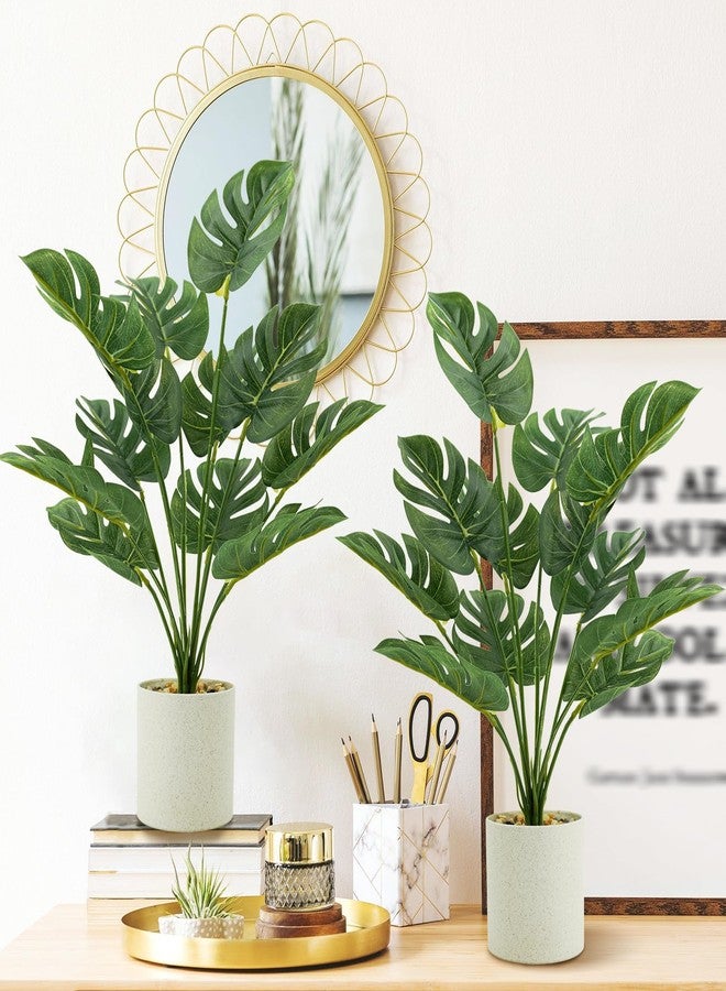 Ruidazon 2 Pcs Fake Plants Indoor, 15.7" Artificial Potted Faux Plants for Office Desk Home Shelf Bathroom Indoor Decor（Green） - Image 3