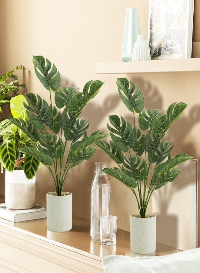 Ruidazon 2 Pcs Fake Plants Indoor, 15.7" Artificial Potted Faux Plants for Office Desk Home Shelf Bathroom Indoor Decor（Green） - Image 2