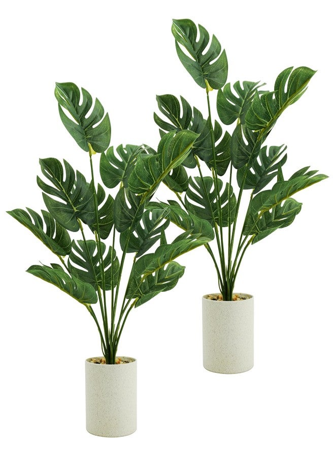 Ruidazon 2 Pcs Fake Plants Indoor, 15.7" Artificial Potted Faux Plants for Office Desk Home Shelf Bathroom Indoor Decor（Green） - Image 1
