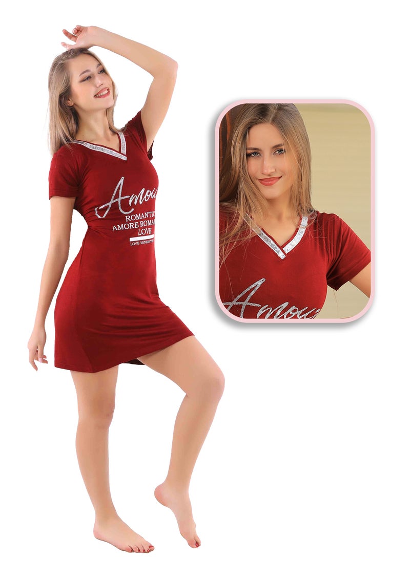 Dadoush - Short summer women's dress with short sleeves modern design to show your beauty in a special way - Image 1