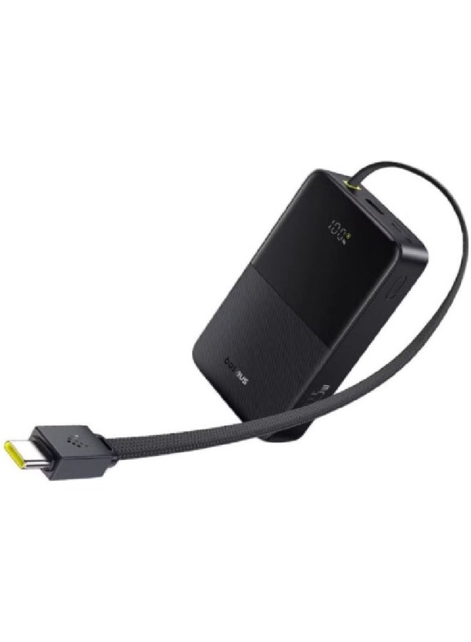 Baseus EnerFill Bipow2 Pro Power Bank 20000mAh, 22.5W Fast Charging, Built-in Cable, FC51 - Black black - Image 1