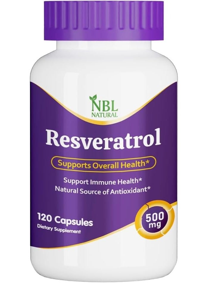 أن بي أل ناتشورال Resveratrol Supplement 500mg 120 Capsules  Immune Health Support - Image 1