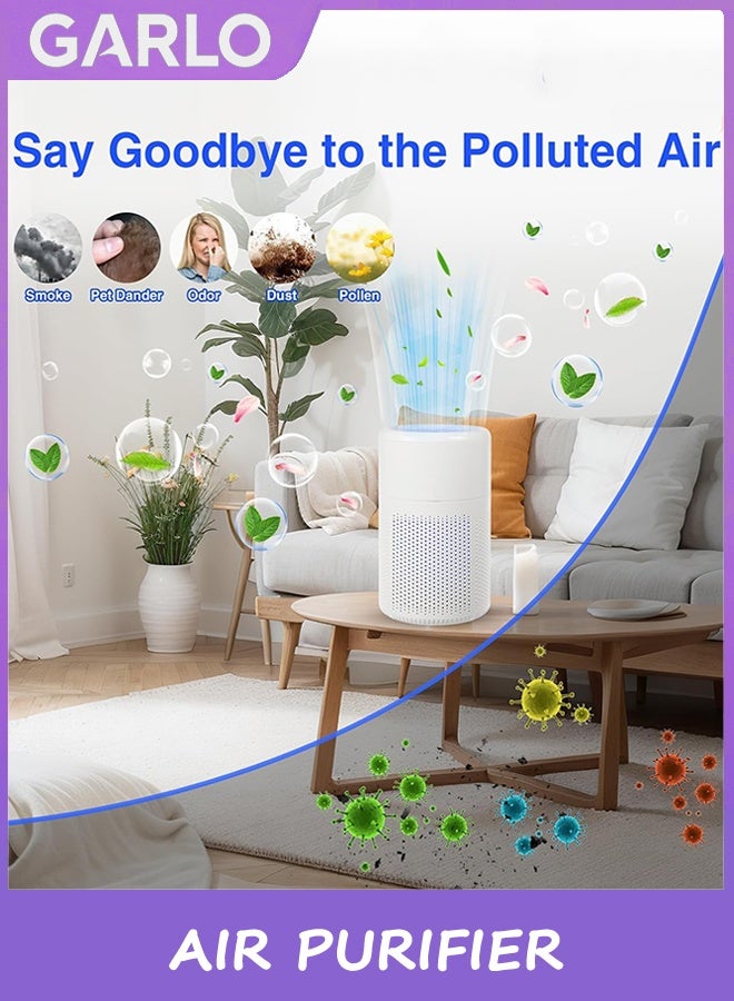 Garlo Bedroom household air purifier, household pet air purifier - H13 air purifier is suitable for Hepa 20db silent small air purifier, with fragrant and quiet pet dander, pollen, smoke, dust odor, suitable for bedroom and office use  - Image 3
