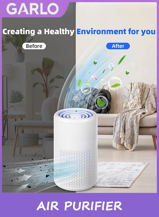 Garlo Bedroom household air purifier, household pet air purifier - H13 air purifier is suitable for Hepa 20db silent small air purifier, with fragrant and quiet pet dander, pollen, smoke, dust odor, suitable for bedroom and office use  - Image 2