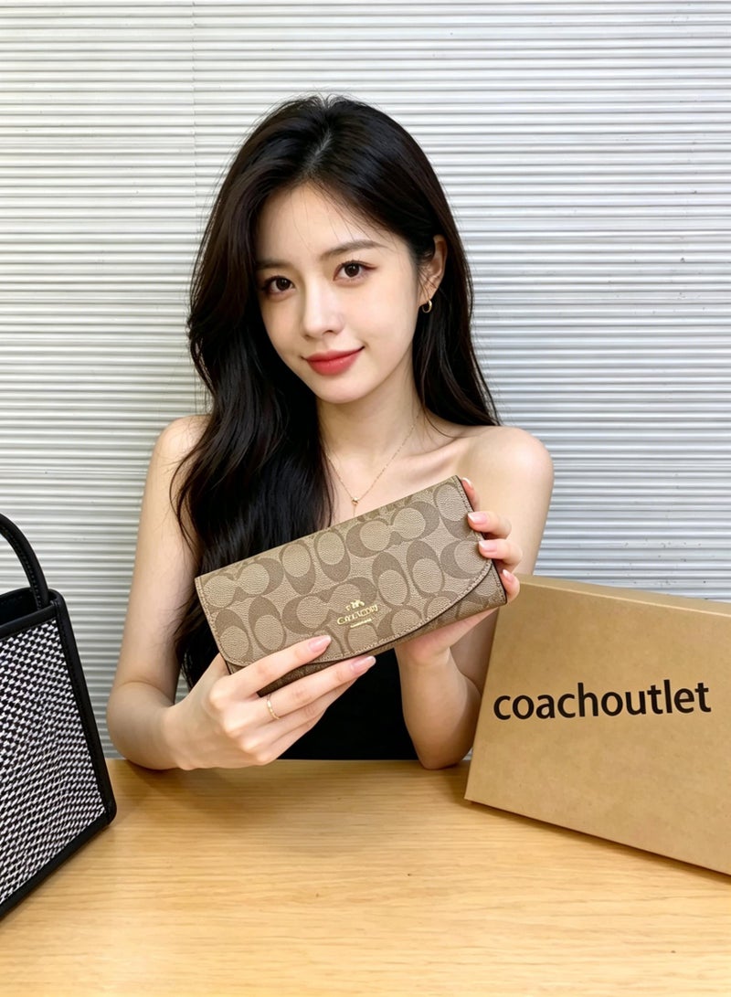 coachoutlet Women's long wallet leather card holder wallet women's elegant clutch classic - Image 2