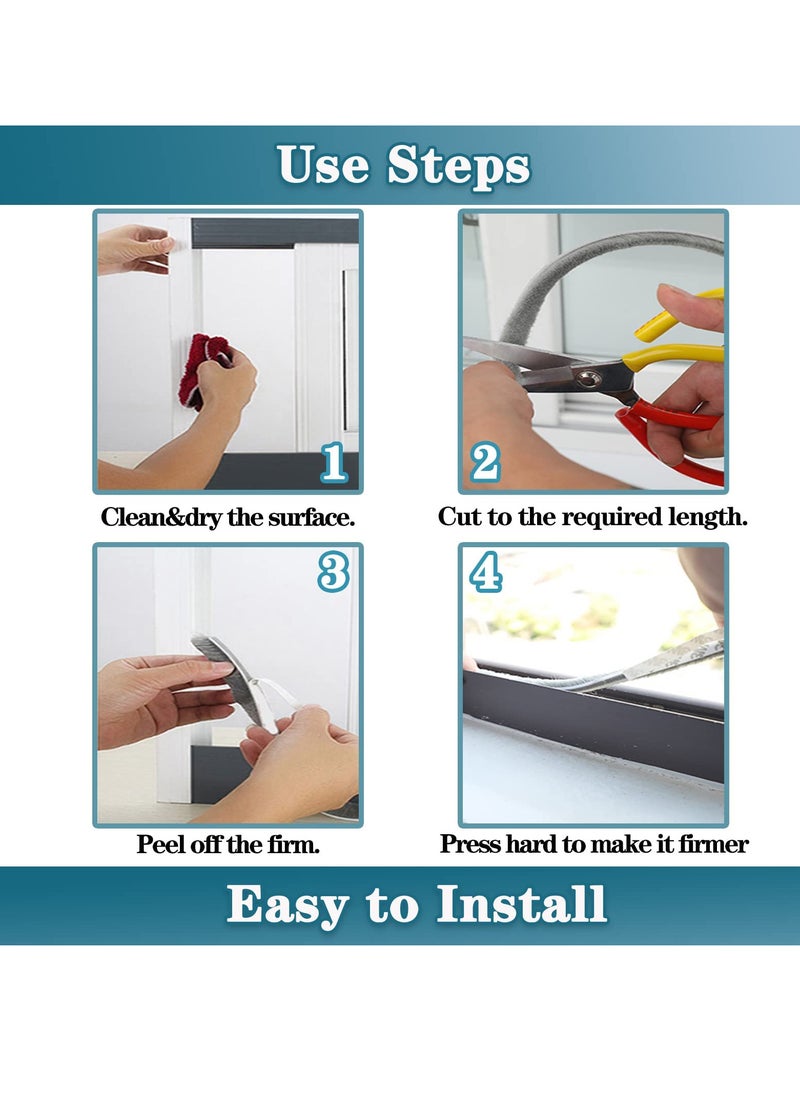 VIUAUAX Weather Stripping Door Seal, Self Adhesive Brush Weather Seal Strip for Windows and Doors Felt Door Seal Window Insulation Sealing Strip Brush Weatherstrip 9mm Wide x 9mm Thick, 10M  - Image 5