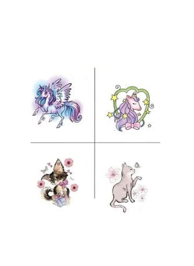 Generic - 4-Pieces Water Resistant Temporary Tattoo Horse and Cat Various Shapes Cute Stickers - Image 1