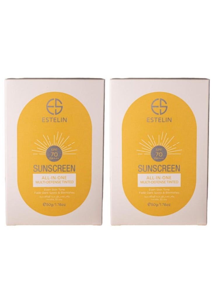 ESTELIN Multi Defense Tinted Sunscreen SPF 70 PA+++ -50g 2pcs