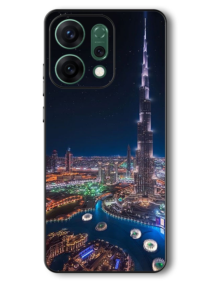 Theodor Case Compatible with Oppo Reno 14 6.59 Inch Protection Shockproof Bumper Cover Burj Khalifa Night View - Image 1