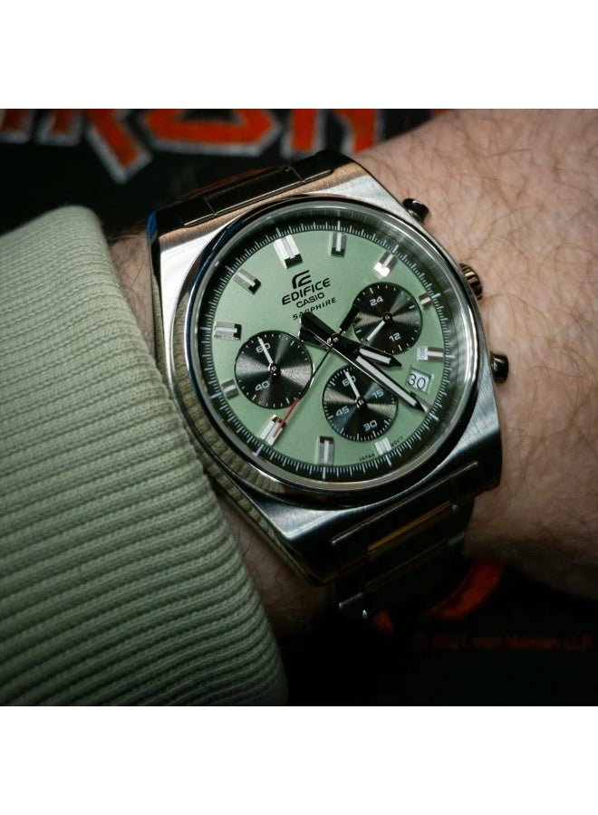 CASIO Edifice Chronograph Watch EFB‑730D‑3AV, 40 mm Green Dial, Stainless Steel Bracelet, 100M WR. - Image 1