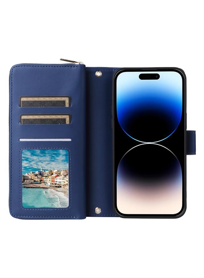 S-TOP Case For iPhone 14 Pro Nine-card Slots Zipper Wallet Bag Leather Phone Case - Image 4