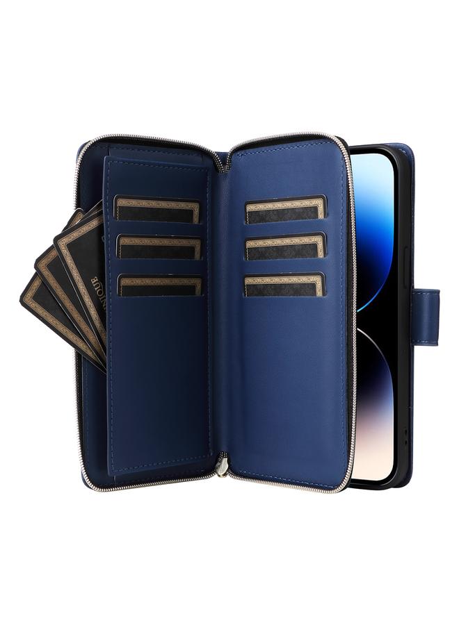 S-TOP Case For iPhone 14 Pro Nine-card Slots Zipper Wallet Bag Leather Phone Case - Image 5