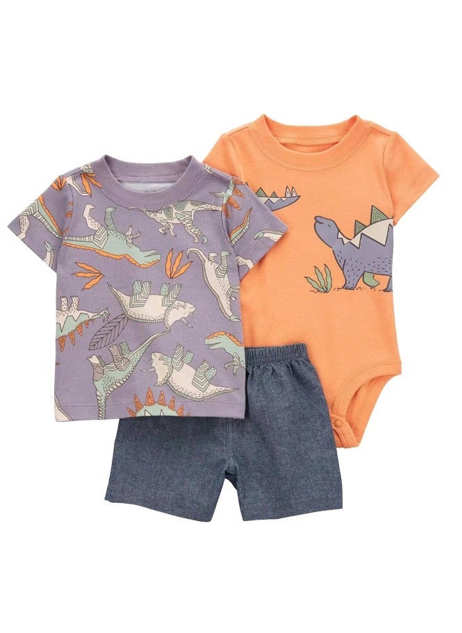3-Piece Baby Boy Short-Sleeved Shorts Jumpsuit - Image 1