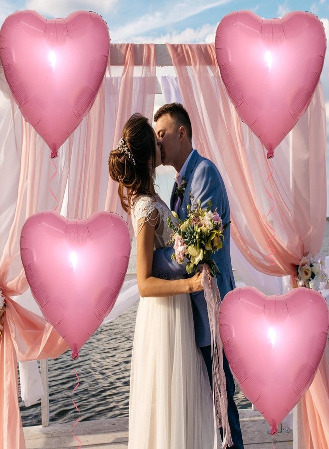 KALOR 32 Inch Light Pink Heart Balloons, 6 Pcs Pink Foil Balloons Heart Shaped Mylar Balloons for Valentines Day Wedding Decorations - Image 3