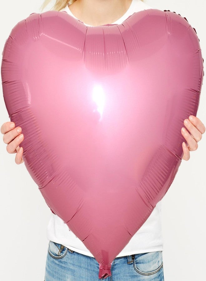 KALOR 32 Inch Light Pink Heart Balloons, 6 Pcs Pink Foil Balloons Heart Shaped Mylar Balloons for Valentines Day Wedding Decorations - Image 2
