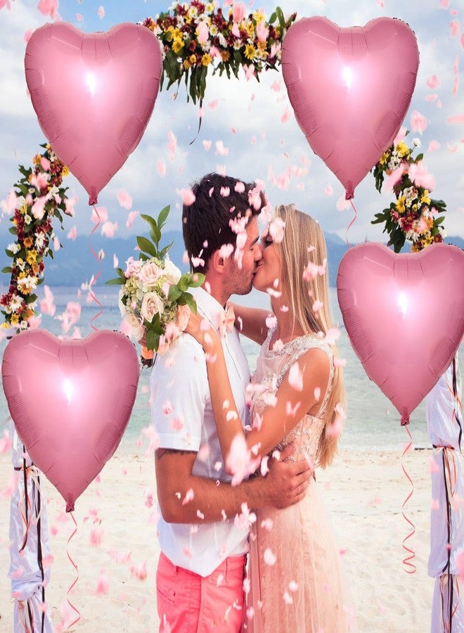 KALOR 32 Inch Light Pink Heart Balloons, 6 Pcs Pink Foil Balloons Heart Shaped Mylar Balloons for Valentines Day Wedding Decorations - Image 5