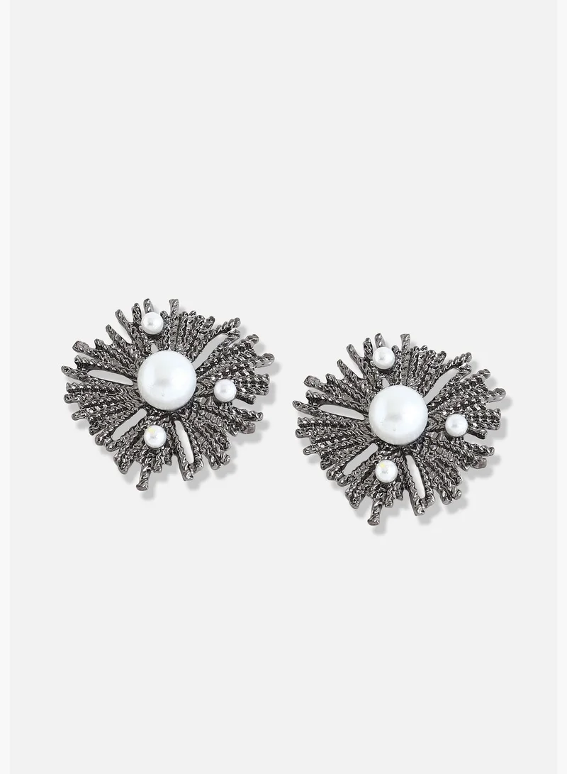 SOHI Silver Plated Designer Party Necklace and Earring Set For Women
