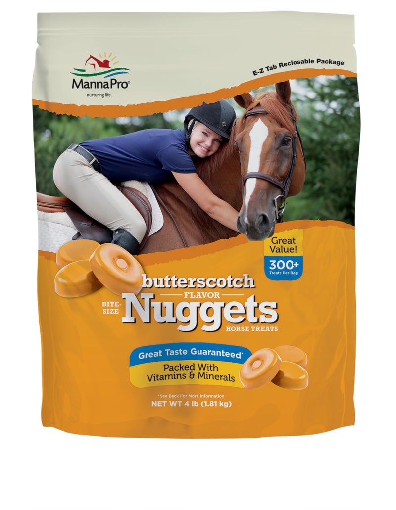 Manna Pro Bite-Size Nuggets for Horses, Butterscotch Flavored Horse Training Treats, Reward and Bond with Your Horse, Promotes Positive Reinforcement, 4 Pound Bag - Image 1