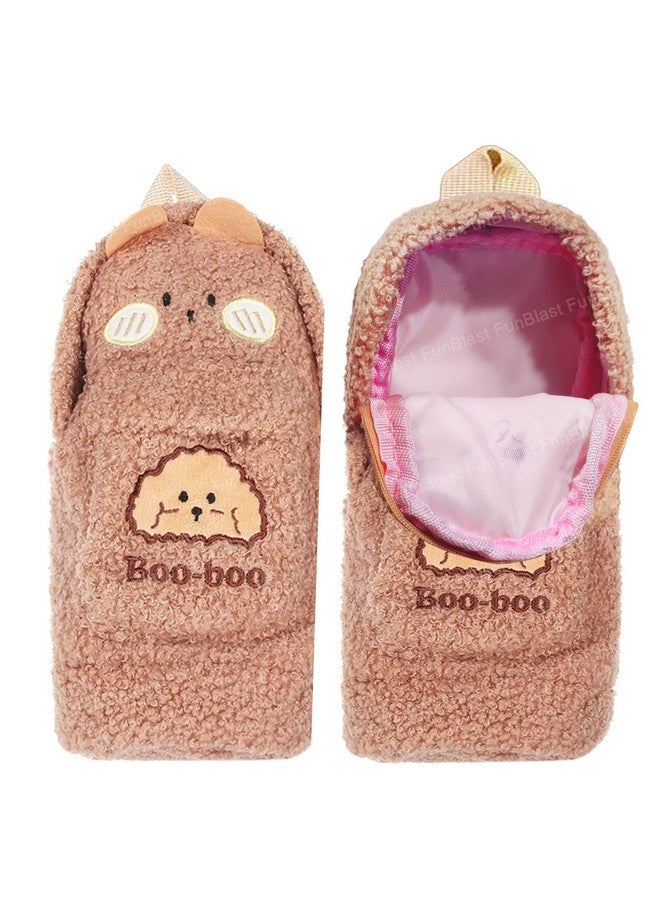 FunBlast Pencil Pouch for Girls - Cute Soft Plush Pouch for Girls, Multipurpose Zipper Pouch, Aesthetic Pouch for Girls, Kawaii Pencil Case, Cute Pouches for Girls, Return Gift for Kids (Lightbrown) - Image 1