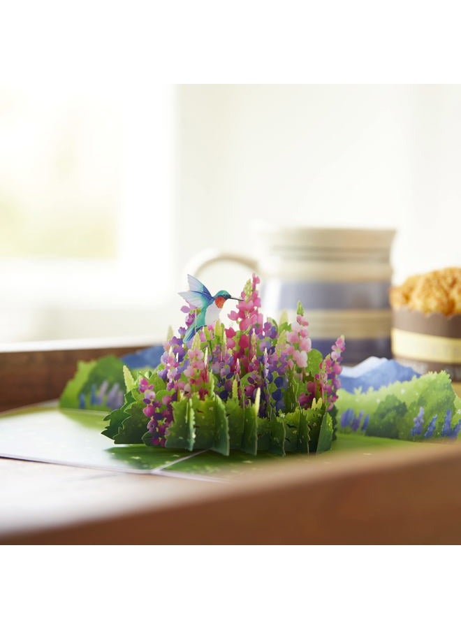 Lovepop Lupine Hummingbird Pop-Up Card - Hummingbird Pop-Up Greeting Cards - 3D Birthday Card - 5" x 7" - Envelope Included - Image 5