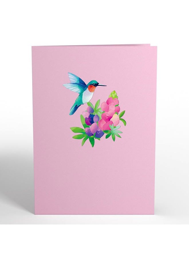 Lovepop Lupine Hummingbird Pop-Up Card - Hummingbird Pop-Up Greeting Cards - 3D Birthday Card - 5" x 7" - Envelope Included - Image 3