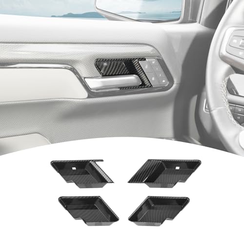 PDKLIN for Silverado Inner Door Handle Bowl Cover Trim for Chevy Silverado GMC Sierra 2022-2024 Carbon Fiber Interior Accessories 4pcs - Image 1