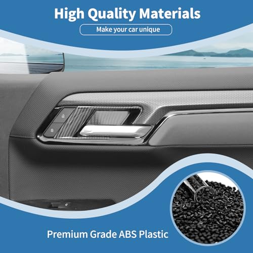 PDKLIN for Silverado Inner Door Handle Bowl Cover Trim for Chevy Silverado GMC Sierra 2022-2024 Carbon Fiber Interior Accessories 4pcs - Image 2