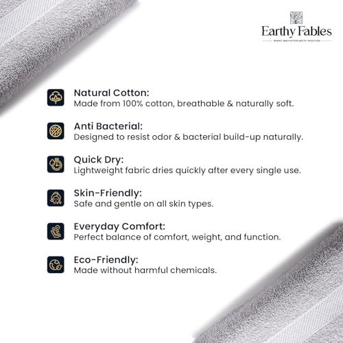 Earthy Fables Nebula Bath Towel – Pure Carded Cotton, Soft, Absorbent, Quick Dry & Skin-Friendly Towel, 140 x 70 cm, 400 GSM – Cloudy Grey - Image 3